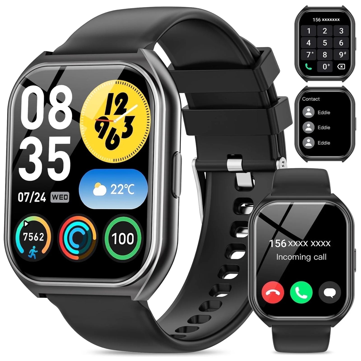 Smart Watch for Men with IP67 Waterproof,1.85 Inch Smart Watch Black